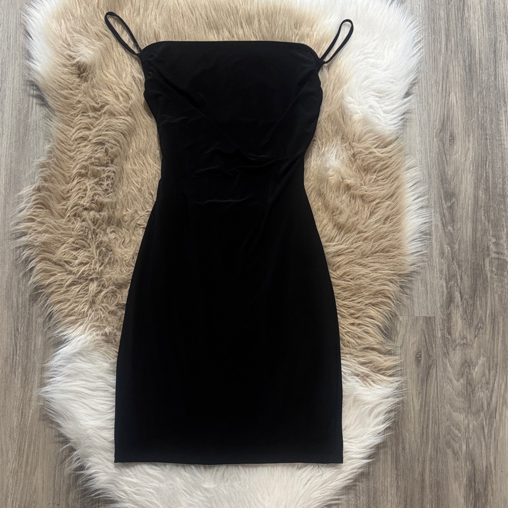 Black Spaghetti Strap Bodycon Dress